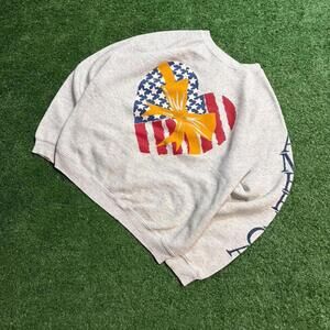 Vintage 80s Hanes American Flag Heart Crewneck USA XL 90s Patriotic Americana